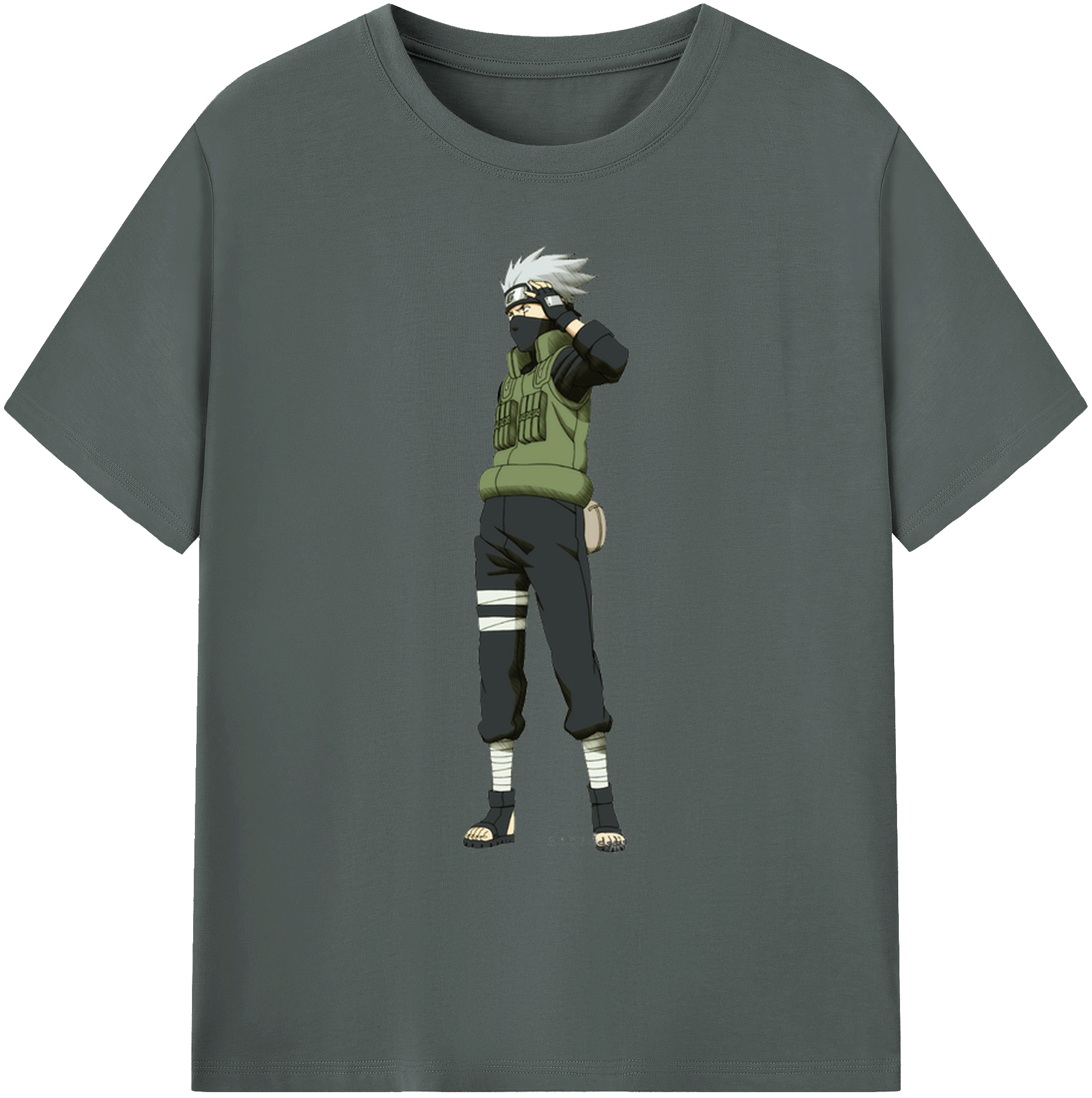 （画像用） NARUTO -ナルト- はたけ カカシ Hatake Kakashi 綿100％ メンズ半袖Tシャツ｜肌触りやわらか＆通気性